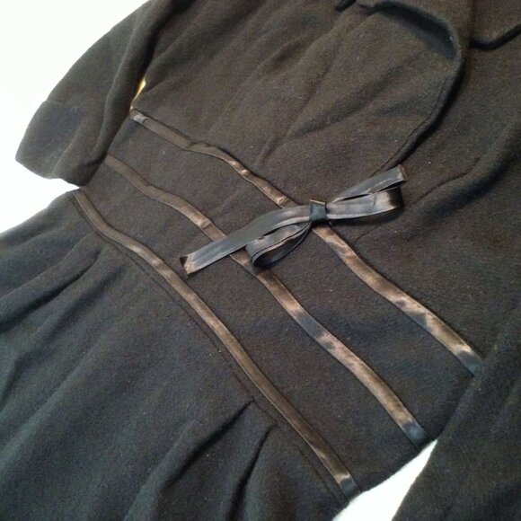 Vintage 50s Little Black Wiggle Dress Lady-M(8) Wool Cowl-Collar Zip-back Fitted - Picture 8 of 14